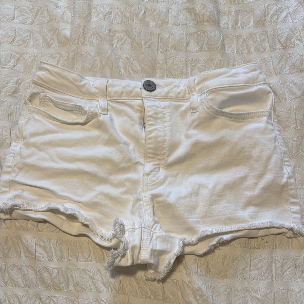 SO White Jean Shorts Distressed Hem
